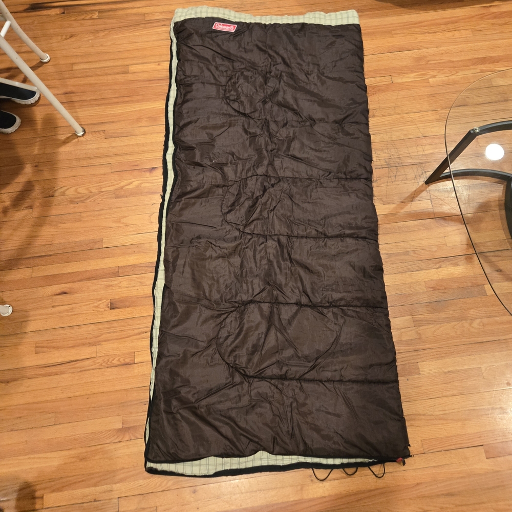 🌳Coleman Roanoke Brown Padded Green Plaid Sleeping Bag